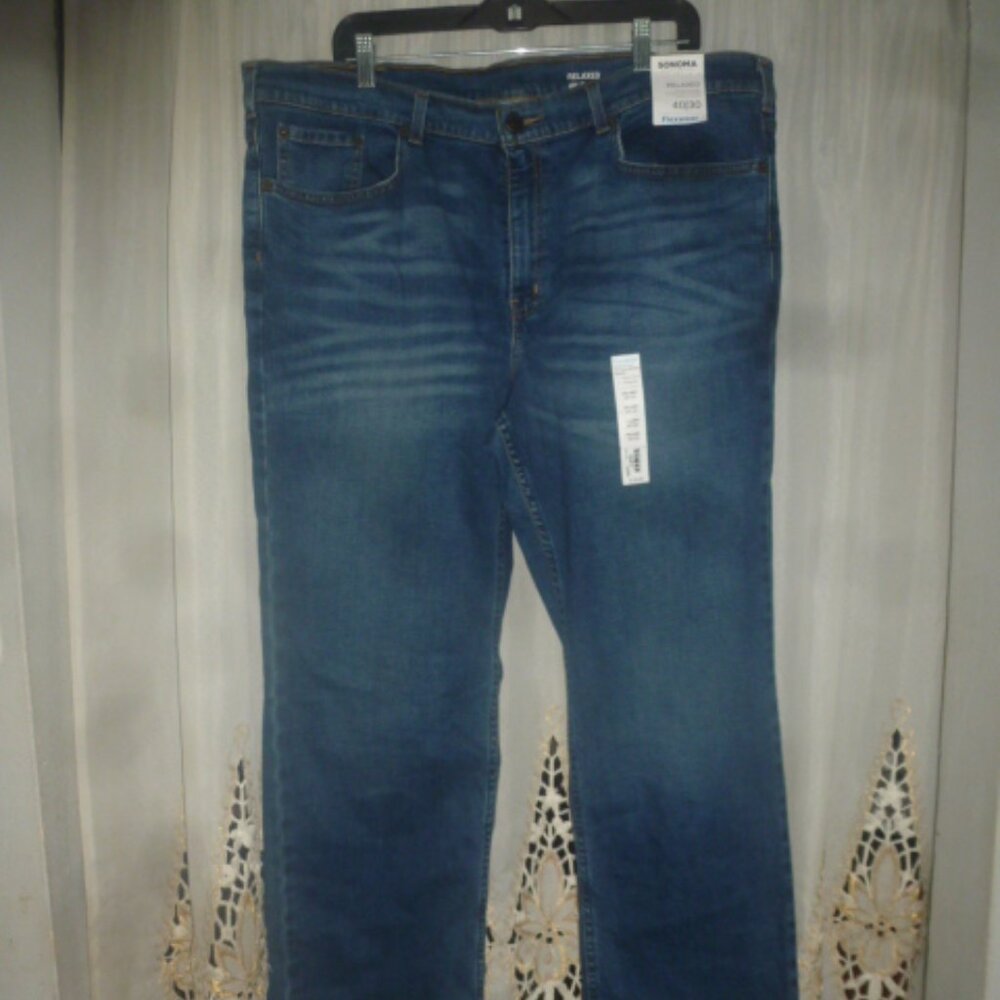 NEW Sonoma Flexwear Relaxed Jeans sits low at the waist 40/30